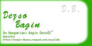 dezso bagin business card